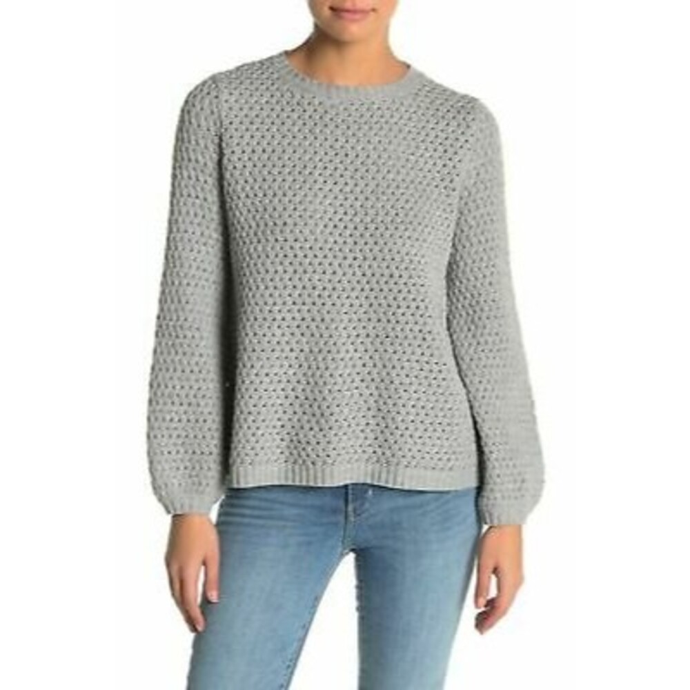 14th & Union Popcorn Sweater Size L Open Knit Pullover Heather Gray NEW Tag B8